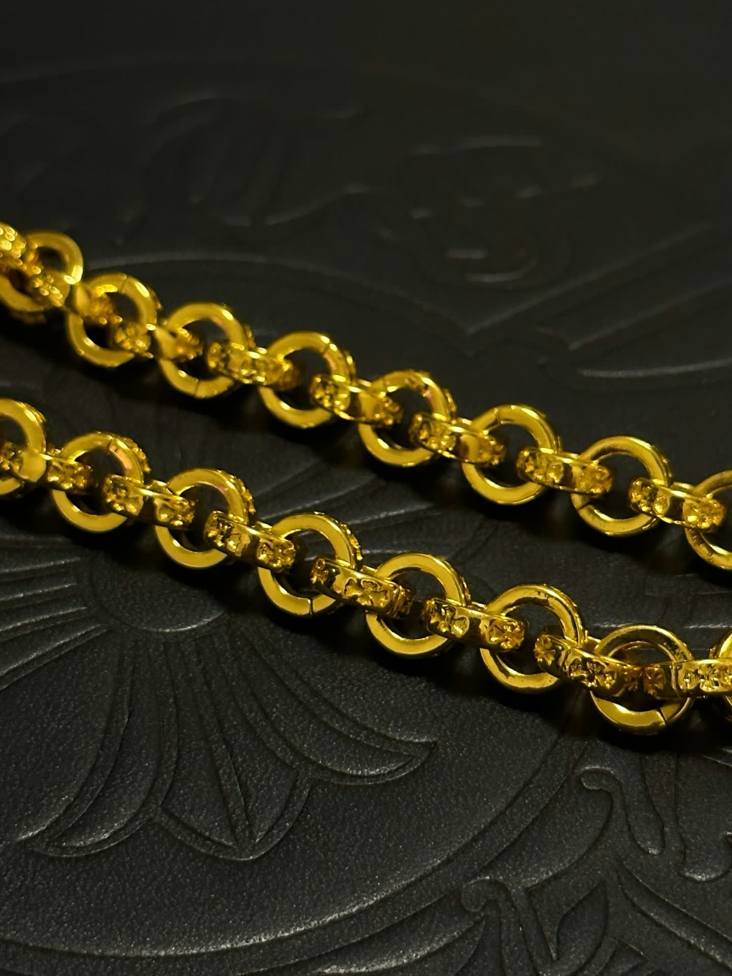Chrome Hearts Gold-Plated Bracelet with Square Charm